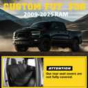 LINGVIDO Truck Seat Covers for 2009-2025 Ram 1500 2500 3500 Crew Cab (60/40 Split Bench Rear ONLY), Waterproof Faux Leather Seat Covers for Trucks, Full Set Front & Curved Rear, Black