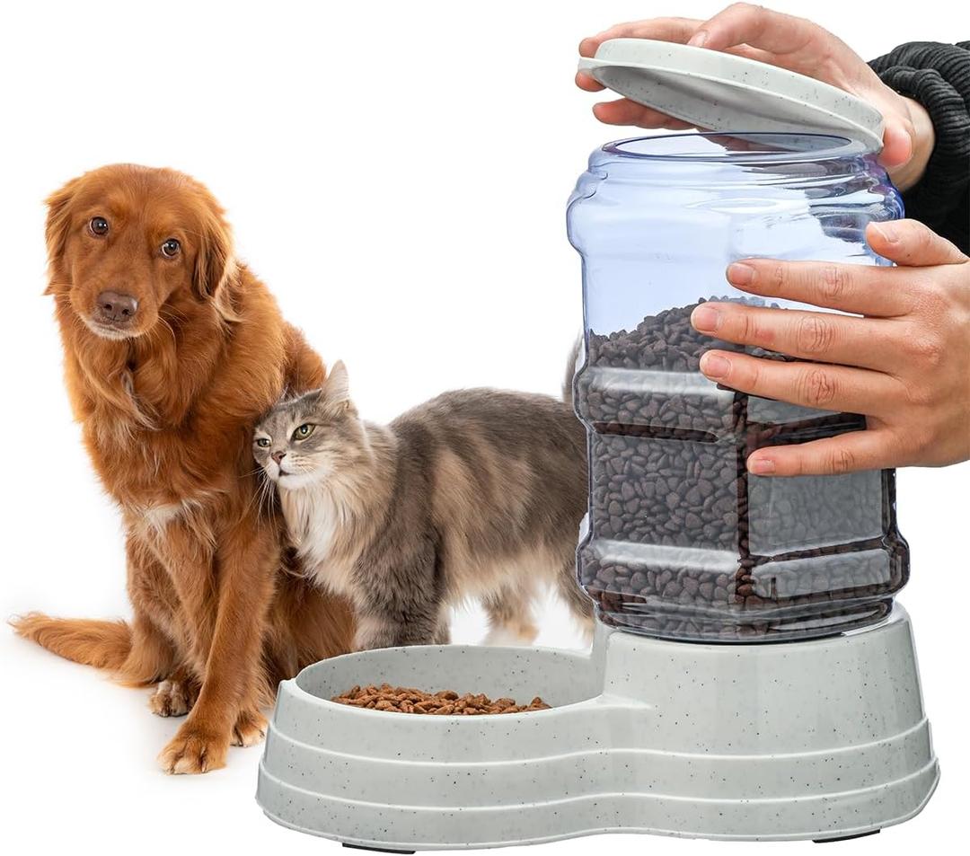 Gravity Automatic Pet Feeder for Large Breeds,3.8L Large Dog Food Feeder Dispenser with Detachable Top Lid,Large Capacity Dry Food Storage Bowl for Large Pet (3.5 Litre)