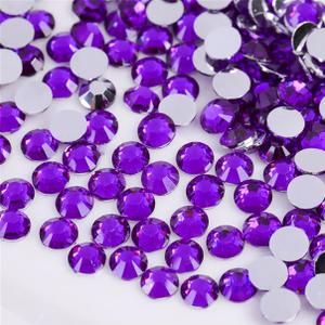 3000 Pieces SS12 3mm Flatback Rhinestones Clear Glass Round Gems Crystals for Nail Art DIY Crafts Clothes Shoes Bags Dark Purple