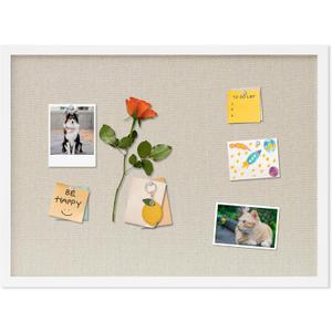 DAHAPYBOO Cork Board with Linen White,Bulletin Board 23"x17" Hanging Corkboards for Office Home School Message Board or Vision Board Decoration.