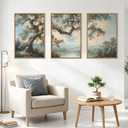 BINCUE Large Nature Wall Art Vintage Tree Artwork Set of 3 Forest Painting, 36"L x 24"W