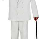 Mens Colonel White Suit Fried Chicken Food Fancy Costume Outfit,3XL