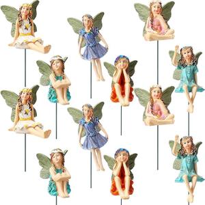 Bucherry 12 Pieces Garden Mini Fairies Figurines Miniature Fairy Sculpture Decoration Tiny Garden Accessories for Home Outdoor Yard Lawn Flower Pot Decor (Elegant)
