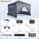 10x10 Pop Up Canopy with Sidewalls, Instant Portable Canopy Tent with Carry Bag for Commercial Events, Camping, Parties - Dark Grey