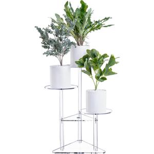 Sumerflos Acrylic Corner Plant Stand 3 Tier - Clear Indoor Plant Shelf Plant & Flower Display Rack Pot Holder for Living Room Balcony Window Modern