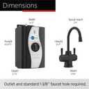 InSinkErator Stainless Steel Tank, HC250MBLK-SS HOT250 System, 2-Handle Drinking Faucet in Matte Black with 2/3-Gallon, Filter-Compatible Instant Hot/Cold Water Dispenser