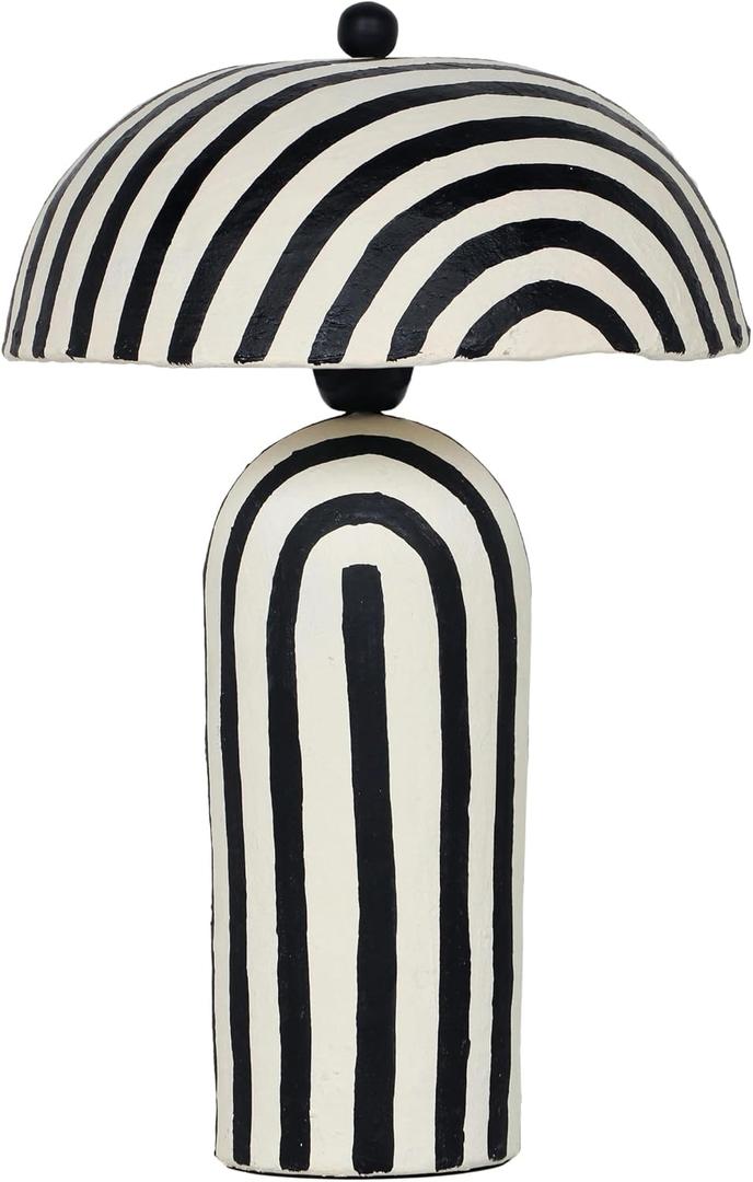 Tov Furniture Maiori Black Striped Papier Mache Table Lamp