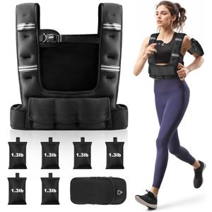 Prodigen Adjustable Weighted Vest Woman, 4-12lb/10-18lb Weight Vest with 6 Removable Weight Bags and Pocket | Weight Vest Men and Women for Walking, Running, Weight Loss, Strength Training (Black)
