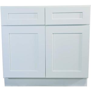 Brookings Shaker Unassembled Base Kitchen Cabinet B48, 48 W x 24 D x 34.5 H, Painted White, Solid Wood, Design House, 561423
