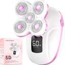 Electric Razors for Women Legs, Rechargeable Rotary Painless Shaver for Legs Bikini Facial Hair Removal, Body Wet/Dry Razor Water Resistant Grooming Kit, Cordless Womens Trimmer for Grooming,LightPink