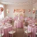 sancua Round Tablecloth 108 Inch Diameter, 6 Pack - Circle Polyester Fabric Table Cloth for Wedding Party Reception Banquet Birthday, Washable Christmas Table Cover (Fit 42-96 Inch Tables), Pink