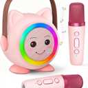 Mini Karaoke Machine Toy for Kids, Portable Karaoke Machine with 2 Wireless Microphone for 4, 5, 6, 7, 8, 9, 10, 11, 12+ Years Old Christmas Birthday Gifts Girls Boys (Pink)