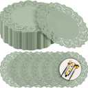 MCEAST 300 Pack Round Sage Green Paper Doilies 13.5 Inches Lace Paper Place Mats Rustic Scallop Doily Disposable Table Pads for Food Cakes Crafts Party Weddings Tableware Decor