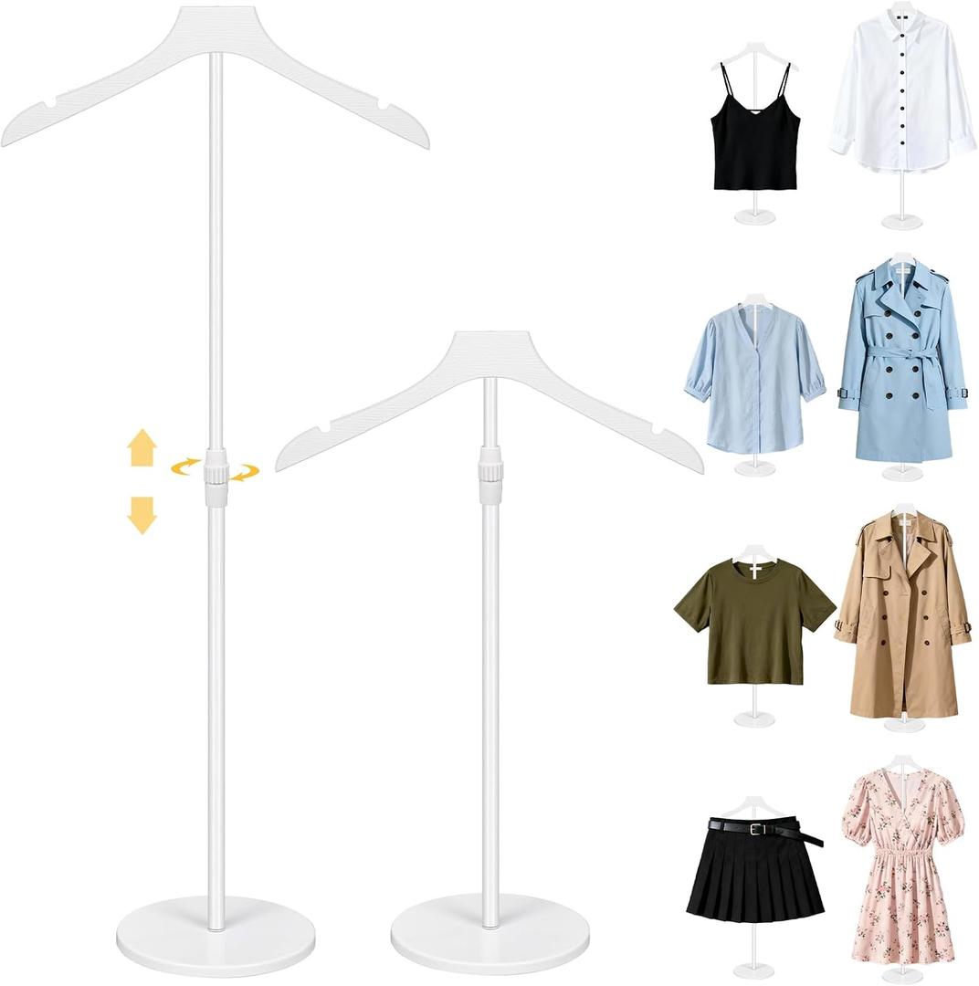 Novabright 2 Pack Shirt Display Stand 20-35 Inch Height Adjustable Mannequin Torso Clothing Display Stand T Shirt Garment Rack for Vendors Shop Retail Jacket Coat Hanger (Classic,White)