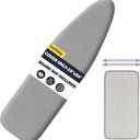 UniSimp Ironing Board Cover and Pad 15"x54" Extra Thick Natural Cotton, Scorch and Stain Resistant Padding, Standard Size Iron Board Cover with Fasteners Heavy Duty Elastic Edge, Heatproof Gray