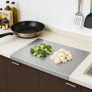 L-Shaped Stainless Steel Cutting Board for Kitchen 15110.06" Lip Non-Slip Dishwasher Safe Double-Sided Use for Suitable for Meat, Fruits, Vegetables, Bread