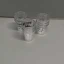 Peryiter 100 Pcs Plastic Shot Glasses 1.5 oz Disposable Cups Bulk Clear Plastic Sample Cups Transparent Tasting Mugs Drink CoolerWhiskey Container Fun Design for Party Birthday Supplies Wedding, 4 Styles