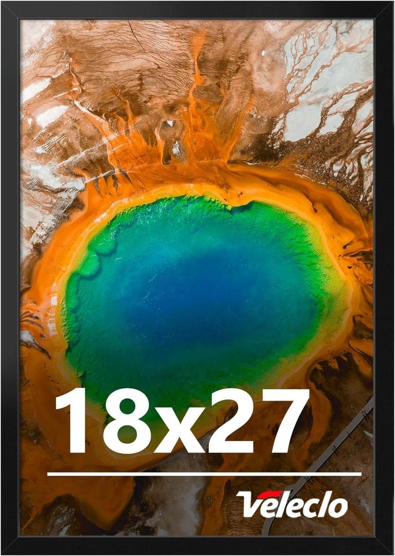 18x27 Picture Frame for Wall Display, 18x27 Black Picture Frame with Shatter Resistant Plexiglass, Stable and Sturdy 18 x 27 Poster Frame for Wall Display, Handpicked Gift Collection, 1 Pack