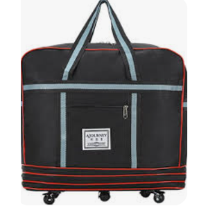 Expandable Extra Large Travel Oxford Duffel Bag with Wheels Waterproof Lightweight Traveling Foldable Suitcase (Black)