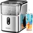 EUHOMY Nugget Ice Makers Countertop, Pebble Ice Maker Machine with 35lbs/24H Soft Ice, Self-Cleaning Sonic Ice Maker with Ice Scoop&Basket, Pellet Ice Maker for Home/Kitchen/Office(Stainless Steels)