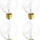 (4 Pack) G25 Globe Light Bulbs 25W Incandescent, 2700K Soft White, E26 Base, Dimmable Crystal Clear Vanity Bulbs for Bathroom, Mirror, Pendant Fixtures, Clear