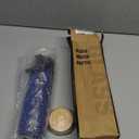 MUKOKO 24oz Glass Water Bottle with 2 Lids-Handle Flip Lid & Bamboo Straw Lid, Motivational Water Tumbler with Time Marker Reminder and Silicone Sleeve, Leakproof - Blue