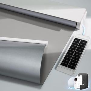 Motorized Blackout Electric Blinds with Remote, Solar Panel, Alexa Compatible - Grey, 32 x 72