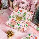 MAYPLUSS Christmas Wrapping Paper Roll - 17 In x 33 Feet - Cute Pink Christmas Candy Cane Cake Reversible Polka Dot Gift Wrap Paper for New Year, Holiday, Kids