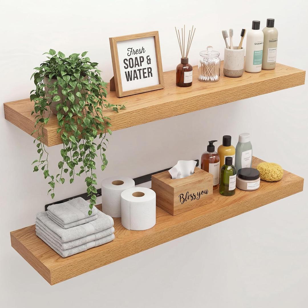 36 in Floating Shelves for Wall Decor Color Oak,Pack 2
