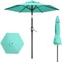 7.5FT Patio Umbrella Table Market Umbrella w/Tilt and Crank Heavy-Duty Round Outdoor Umbrellas for Garden, Deck, Backyard, Pool and Beach, Cerulean