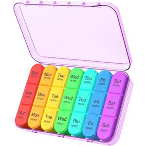 Daviky Weekly Pill Organizer 3 Times a Day, Travel Pill Organizer 3X a Day, Pill Box 7 Day, Daily Pill Box Organizer, Pill Cases Organizers 7 Day, Medicine Organizer to Hold Vitamins and Medication