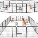 Dog Fance, 16 Panel 24” Height Puppy Fence Exercise Pen for Yard Gate, Indoor Outdoor Heavy Duty Anti-Rust Metal Playpens with Doors Portable for RV Camping - Small/Medium/Large Pets