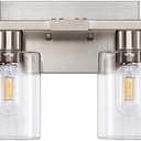 6-Light Bathroom Light Fixtures, Vanity with Clear Glass, Brushed Nickel Lighting Fixtures Over Mirror, 42inch Large Lights for Bathroom