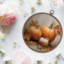 Giosve Vintage Rustic Fall Pumpkin Round Wall Art Canvas Framed Poster, Farmhouse Autumn Maple Leaf Pumpkin Hanging Wall Sculptures for Kitchen Home Living Room Bedroom Decor, 10x10 Inch