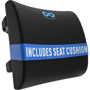 Everlasting Comfort Lumbar Support Pillow for Office Chair - Memory Foam Back Cushion for Car Seat - Promotes Better Posture, Back Pain Relief - Ideal Gaming and Desk Chairs Work and Home Essentials