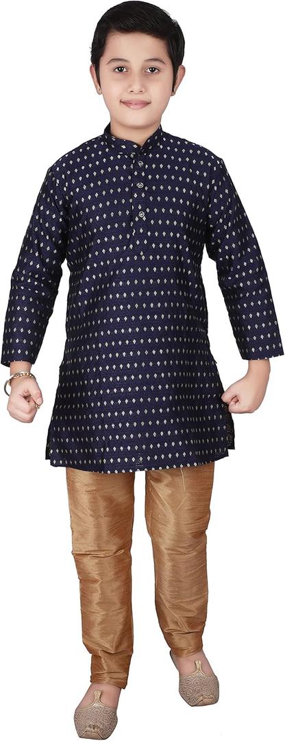 Pro-Ethic Style Developer Jacquard Silk Kids Kurta Sets For Boys Indian Traditional clothing | Pack Of 1 (S-146) (3-4T, Dark Blue) Pro-Ethic Style Developer Jacquard Silk Kids Kurta Sets For Boys Indian Traditional clothing | Pack Of 1 (S-146) (3-4T, Dark Blue)