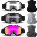 Dirt Bike Goggles Motorcycle Atv Motocross Goggles with Neck Breathable Face Cover Dustproof Windproof for Men Women (Black)