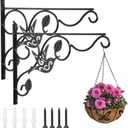 Vumdua Hanging Plants Bracket, 2 Pack 12 inch Wall Planter Hook with Iron Screws Included, Decorative Plant Hanger for Bird Feeders, Wind Chimes Indoor, Flower Pot, Lantern, Outdoor Indoor Patio Decor,  2 Pack, Black