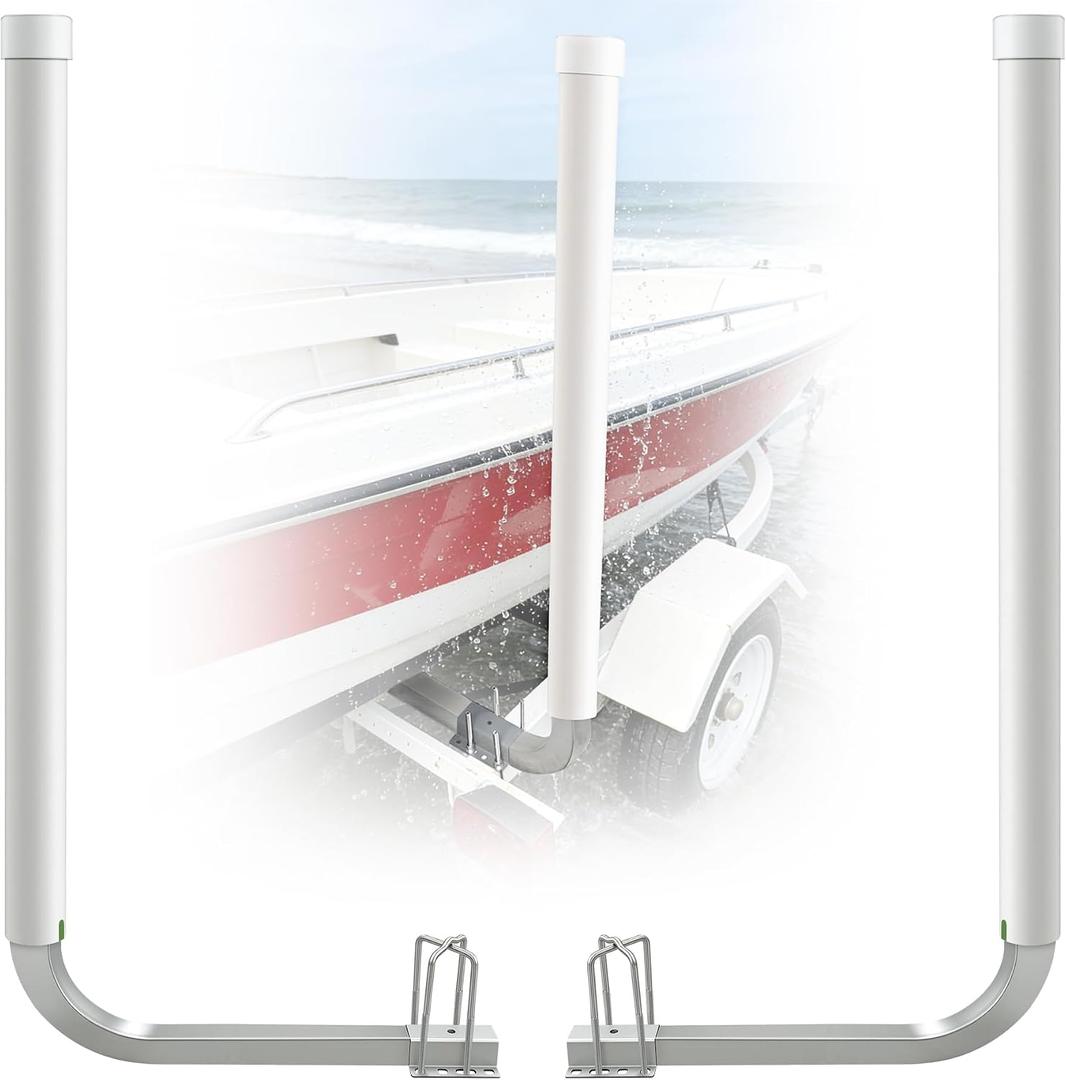 Boat Trailer Guide-ons-60,2*316L Stainless Steel Trailer Post Guide on,2*UPVC Tube Trailer Guide Bars,mounting Hardware Included,for Fishing Boats,Kayaks,Canoes,ski Boats and More