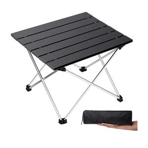 Zertylre Folding Camping Table Ultralight Aluminum Portable Beach Table with Carry Bag for Camping Hiking BBQ Outdoor Picnic(L)