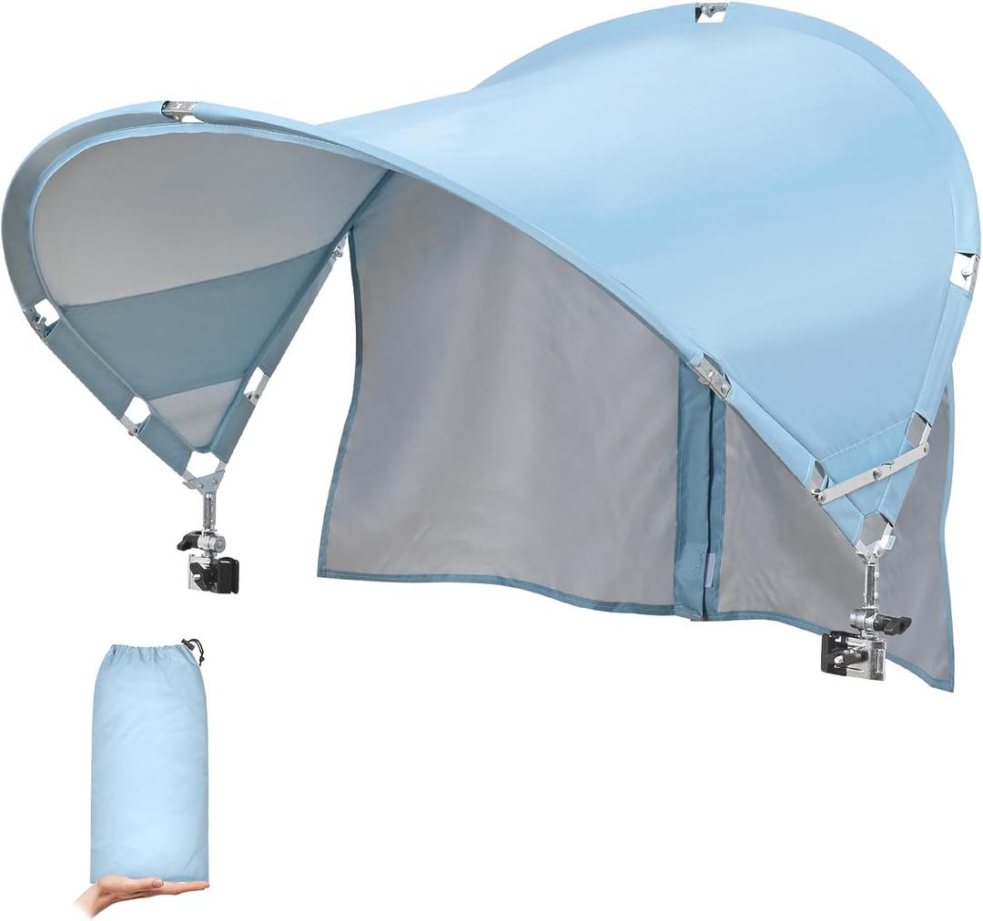 XL Universal Chair Canopy Umbrella, UPF 50+ Foldable Sun Shade Attachment with Adjustable Clamp, Fits Most Brands’ Beach, Camping, Lawn, Tanning, Zero Gravity, Lounge & Fishing Chairs