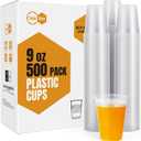 Turbo Bee 500 Pack 9oz Disposable Plastic Cups,Heat-Resistant & Food Safe Drinking Cups for Hot/Cold Beverages, Perfect for Schools, Offices, Events & Commercial Use