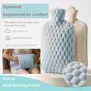 3.5L Extra Large Hot Water Bottle with Plush Cover & Hand Pocket, Blue