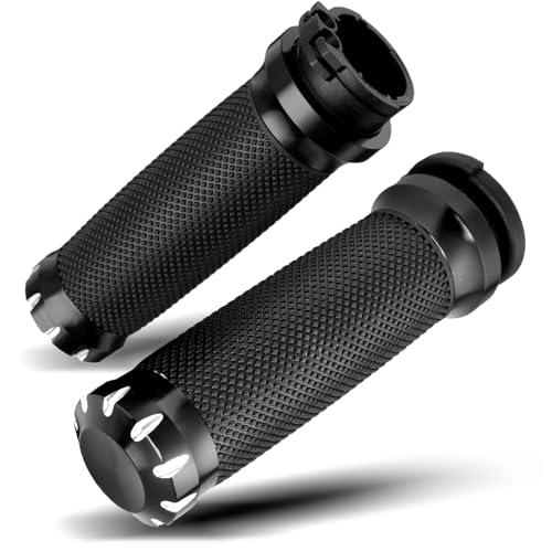 PBYMT 1inch Handlebar Grips, Cable Throttle Control Hand Grips Fit for Harley ’96-Later XL, ’96-’07 Touring, ’02-’17 VRSC, ’08-’13 XR, ’96-’17 Dyna (Except FXDLS), (Black)