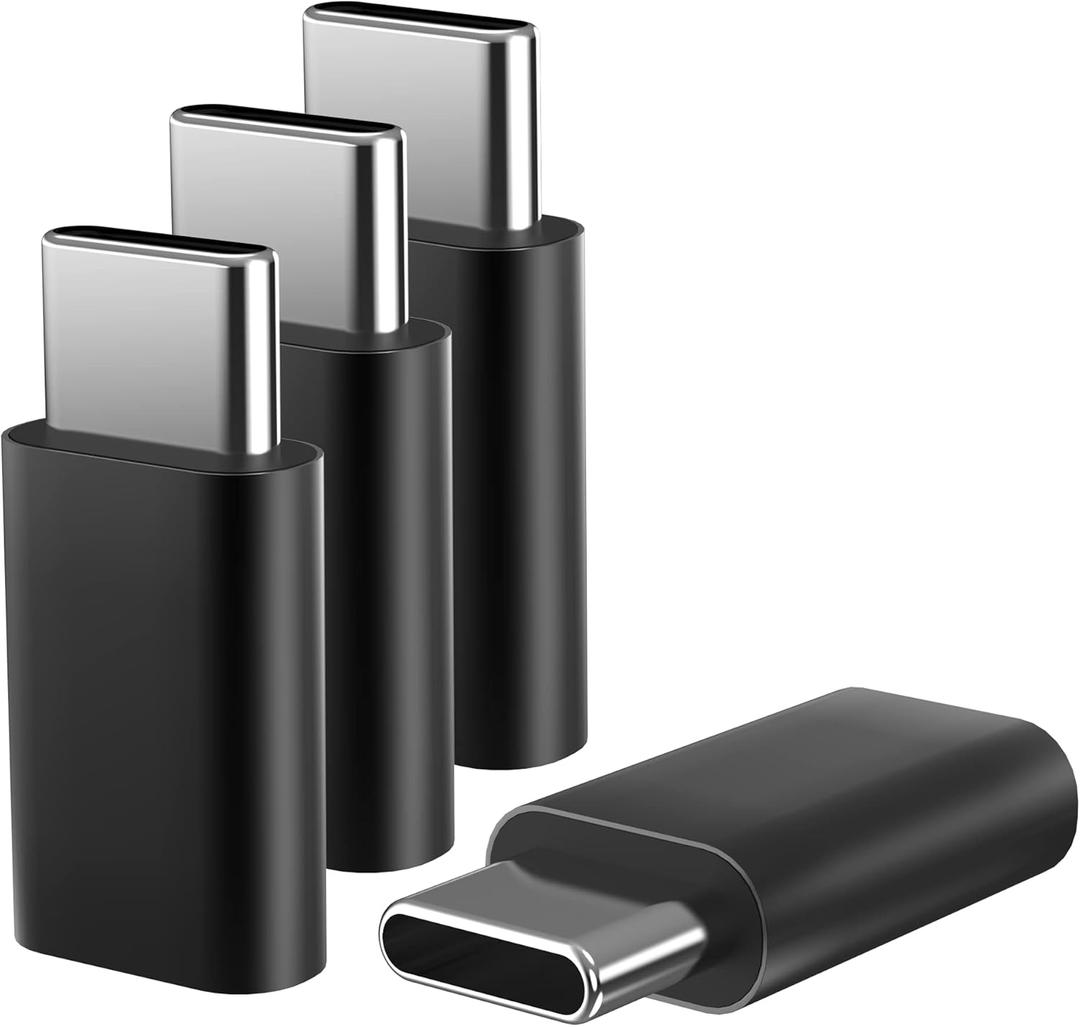 VAKS USB C Adapter(4 Pack),USB C Male to Female Adapter,Supports Fast Charging and Data Transfer Extension,Compatible with MacBook TB3 Port and More Type C Devices,Black