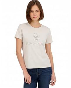 Spyder Womens Core Classic Logo Graphic Short Sleeve Tee T-Shirt, Pearl, S