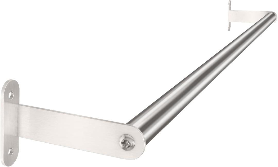 Towel Bar for Bathroom, MKO Brushed Nickel Towel Bar for Bathroom Wall Mounted, Stainless Steel Heavy Duty, 24 Inch Single Bath Towel Rod Holder (Silver)