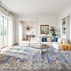 8x10ft Machine Washable Area Rug, 120 * 96" Large Ultra Soft Rugs with Non-Slip Backing & Durable Edge Binding, Vintage Fluffy Indoor Low-Pile Carpet for Living Room, Bedroom, Dinning, Kitchen
