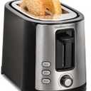 Hamilton Beach 2 Slice Extra Wide Slot Toaster with Bagel & Defrost Settings, Shade Selector with 7 Browning Levels, Toast Boost, Auto Shutoff, Black & Stainless Steel (22633)
