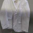 Men's 3 Piece Slim Fit Suit Set, Two Button Blazer Solid Jacket Vest Pants Wedding Business Suit (White, L)